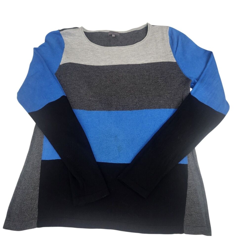 Vince Camuto Soft Cotton Blend Sweater L  Minimalist Colorblock Office Siren